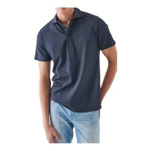 Patrick Assaraf Pima Cotton Stretch Polo Shirt Navy Blue Short Sleeves Men’s XL